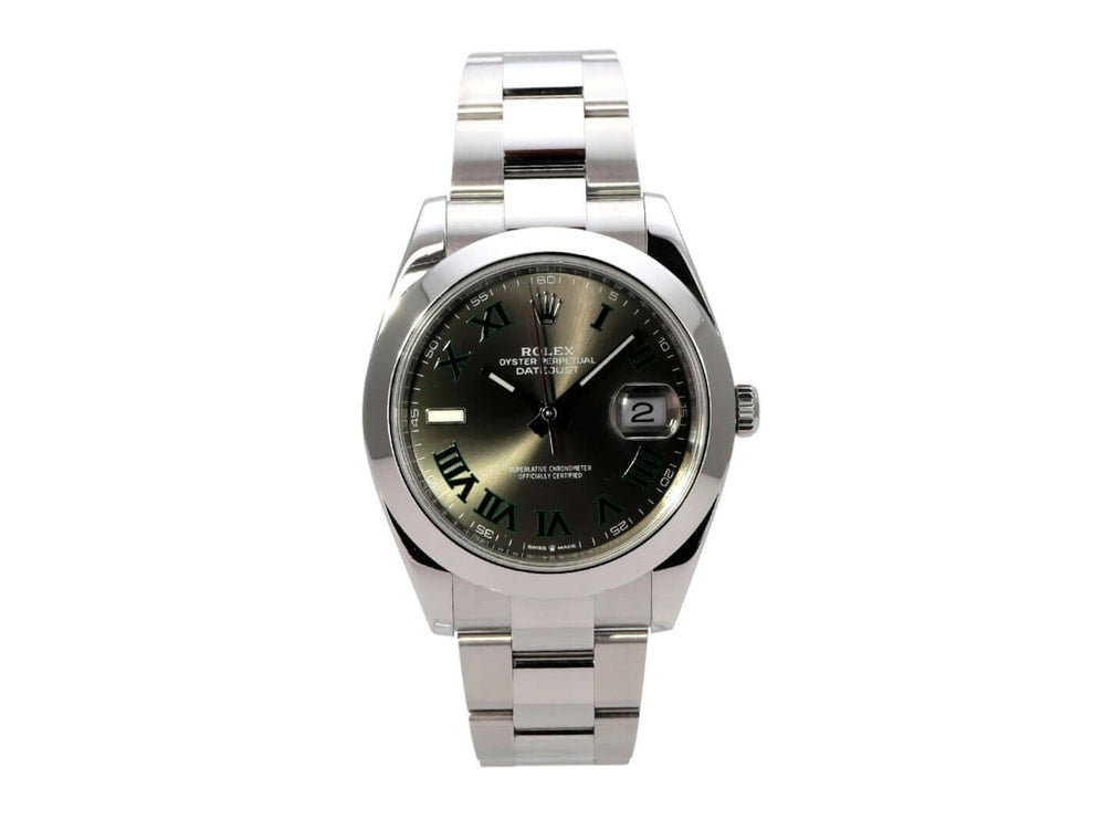 Rolex Datejust 41 Edelstahl 126300 Rhodium Römisch mit Oyster-Band und Datumsanzeige
