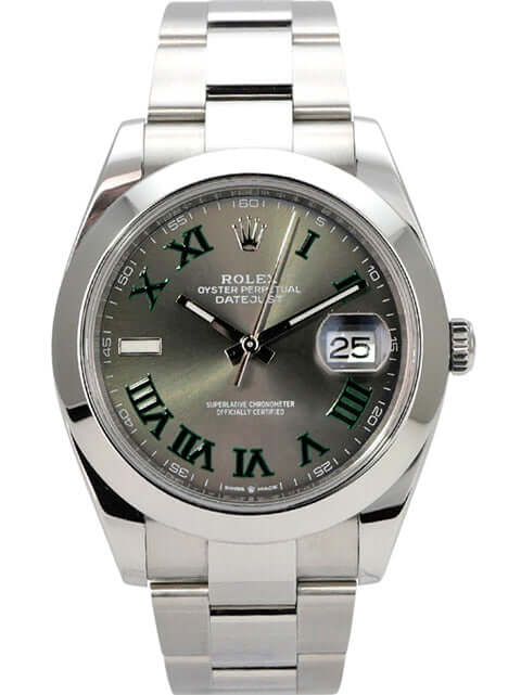 Rolex Datejust 41 Edelstahl 126300 Rhodium Römisch mit rhodiumfarbenem Zifferblatt und römischen Ziffern.