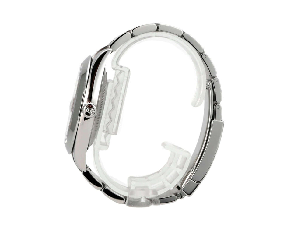 Rolex Datejust 41 Edelstahl 126300 Rhodium Römisch seitlicher Blick auf Armband und Gehäuse.