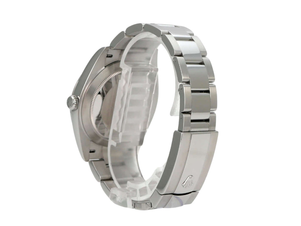 Rolex Datejust 41 Edelstahl 126300 Rhodium Römisch Hinteransicht des armbandes und Gehäuses