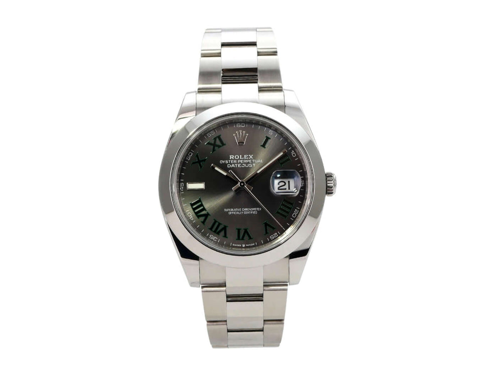 Rolex Datejust 41 Edelstahl 126300 Rhodium Römisch mit rhodinierten Ziffern und Automatikwerk