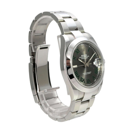 Rolex Datejust 41 Edelstahl 126300 Rhodium Römisch Uhr mit rhodiumfarbenem Zifferblatt und römischen Ziffern