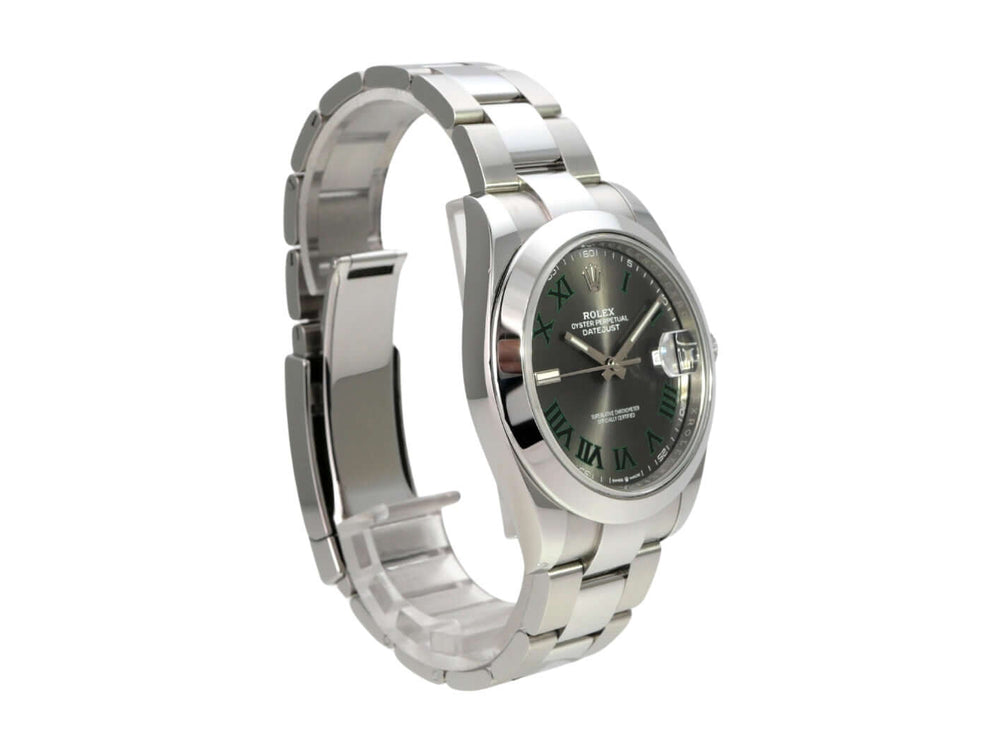 Rolex Datejust 41 Edelstahl 126300 Rhodium Römisch Uhr mit rhodiumfarbenem Zifferblatt und römischen Ziffern