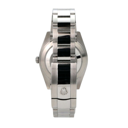Rolex Datejust 41 Edelstahl 126300 Rhodium Römisch Detailansicht des polierten Edelstahlarmbands mit Oyster-Gehäuse.