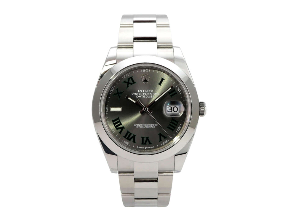 Rolex Datejust 41 Edelstahl 126300 Rhodium Römisch mit Oyster-Band und Datum, Luxusarmbanduhr