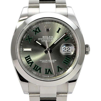 Rolex Datejust 41 Edelstahl 126300 Rhodium Römisch mit rhodiumfarbigem Zifferblatt und römischen Ziffern.