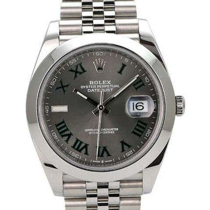 Rolex Datejust 41 Edelstahl 126300 Rhodium Römisch Jubile-Band mit rhodiumfarbenem Zifferblatt und Jubile-Band.