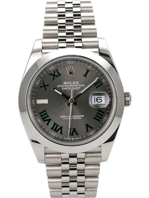 Rolex Datejust 41 Edelstahl 126300 Rhodium Römisch Jubile-Band mit rhodiumfarbenem Zifferblatt und Jubile-Band.