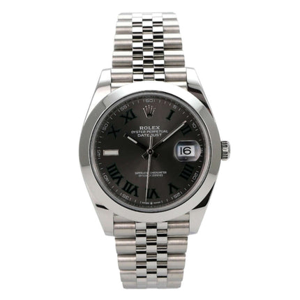 Rolex Datejust 41 Edelstahl 126300 Rhodium Römisch Jubile-Band mit rhodiumfarbenem Zifferblatt und Jubile-Band.
