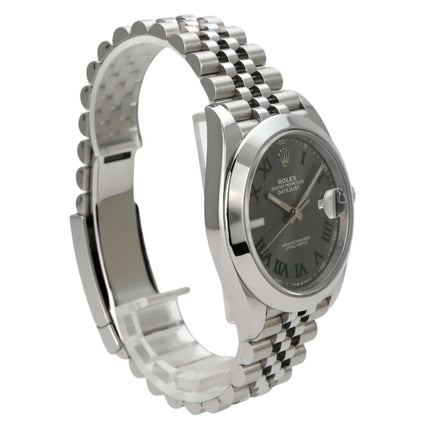 Rolex Datejust 41 Edelstahl 126300 Rhodium Römisch Jubile-Band mit poliertem Gehäuse und römischen Ziffern