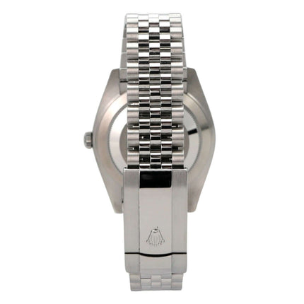 Rolex Datejust 41 Edelstahl 126300 Rhodium Römisch Jubile-Band Rückansicht mit Jubile Edelstahlband.