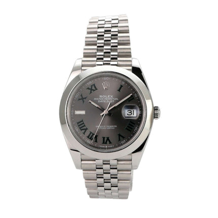 Rolex Datejust 41 Edelstahl 126300 mit rhodiniertem Zifferblatt und Jubile-Band, automatik mit Datumsanzeige.