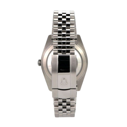 Rolex Datejust 41 Edelstahl 126300 Rückansicht mit Jubile-Band und Faltschließe.