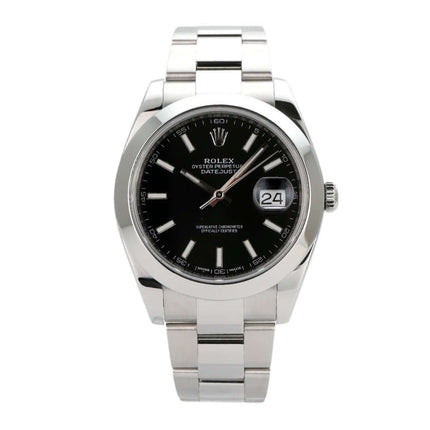 Rolex Datejust 41 Edelstahl 126300 mit schwarzem Zifferblatt und Datumsanzeige, automatisches Uhrwerk, 2019.