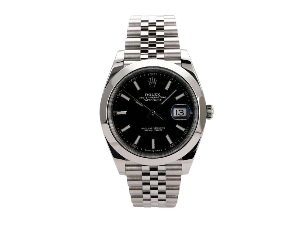 Rolex Datejust 41 Edelstahl 126300 Schwarz Jubile-Band mit schwarzem Zifferblatt und Jubile-Edelstahlband