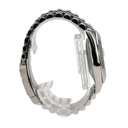 Rolex Datejust 41 Edelstahl 126300 Schwarz Jubile-Band Seitansicht des Armbands und Gehäuses