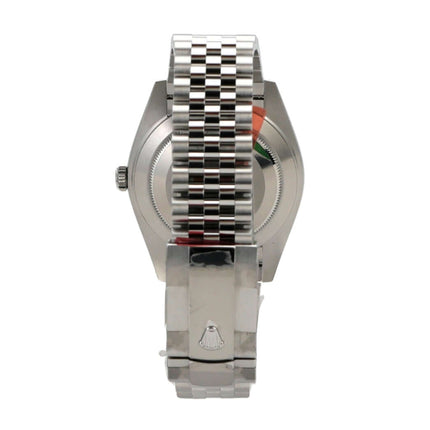 Rolex Datejust 41 Edelstahl 126300 Schwarz Jubile-Band Rückansicht mit Jubile-Edelstahlband und Faltschließe