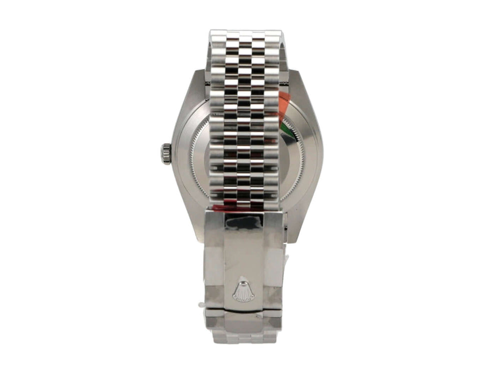 Rolex Datejust 41 Edelstahl 126300 Schwarz Jubile-Band Rückansicht mit Jubile-Edelstahlband und Faltschließe