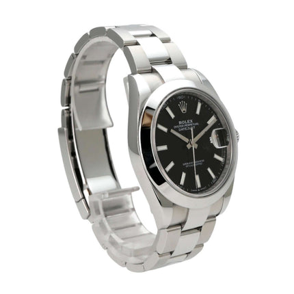 Rolex Datejust 41 Edelstahl 126300 Schwarz Oyster-Band mit schwarzem Zifferblatt und Oyster-Edelstahlband