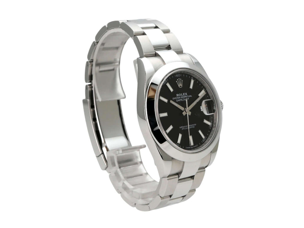 Rolex Datejust 41 Edelstahl 126300 Schwarz Oyster-Band mit schwarzem Zifferblatt und Oyster-Edelstahlband