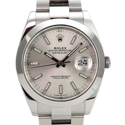 Rolex Datejust 41 Edelstahl 126300 Silber – silbernes Zifferblatt, Datumsanzeige, Oysterband, 41 mm, Edelstahl