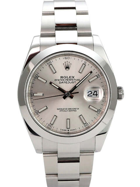Rolex Datejust 41 Edelstahl 126300 Silber – silbernes Zifferblatt, Datumsanzeige, Oysterband, 41 mm, Edelstahl