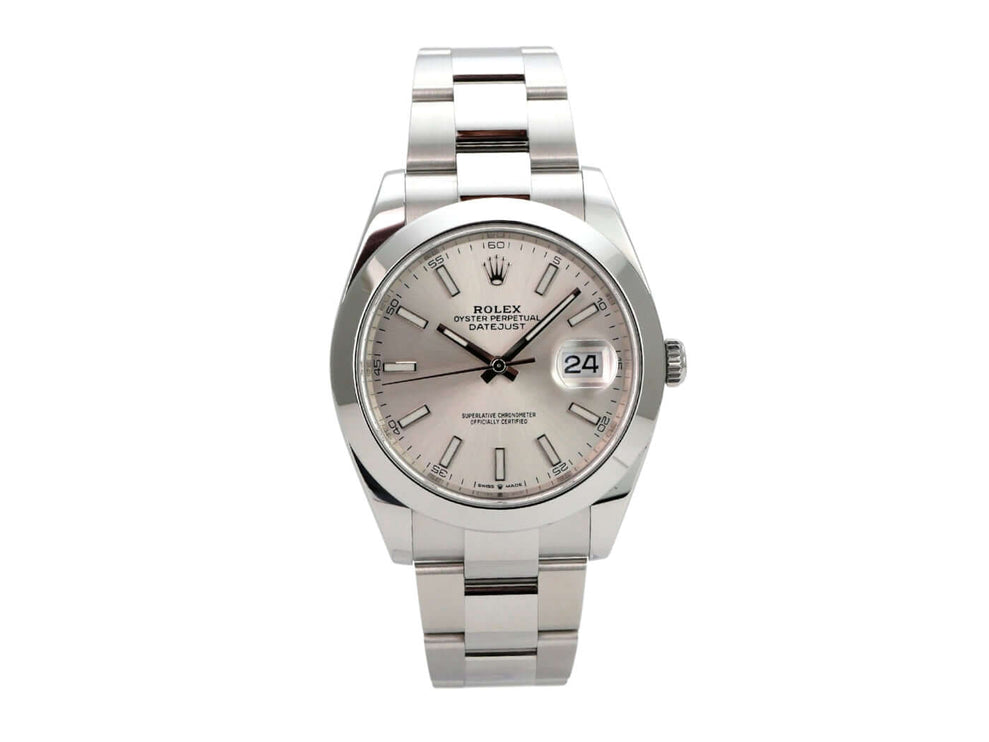 Rolex Datejust 41 Edelstahl 126300 Silber – Edelstahlarmband, silbernes Zifferblatt, Datumsanzeige