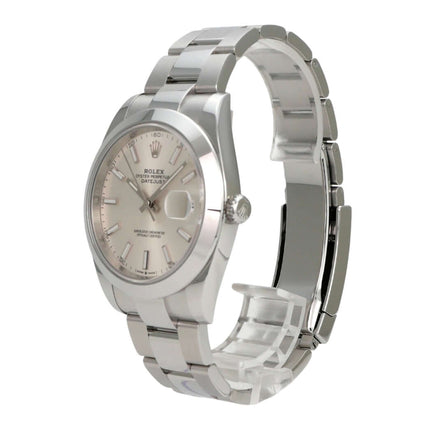 Rolex Datejust 41 Edelstahl 126300 Silber mit silberfarbenem Zifferblatt und Oysterband