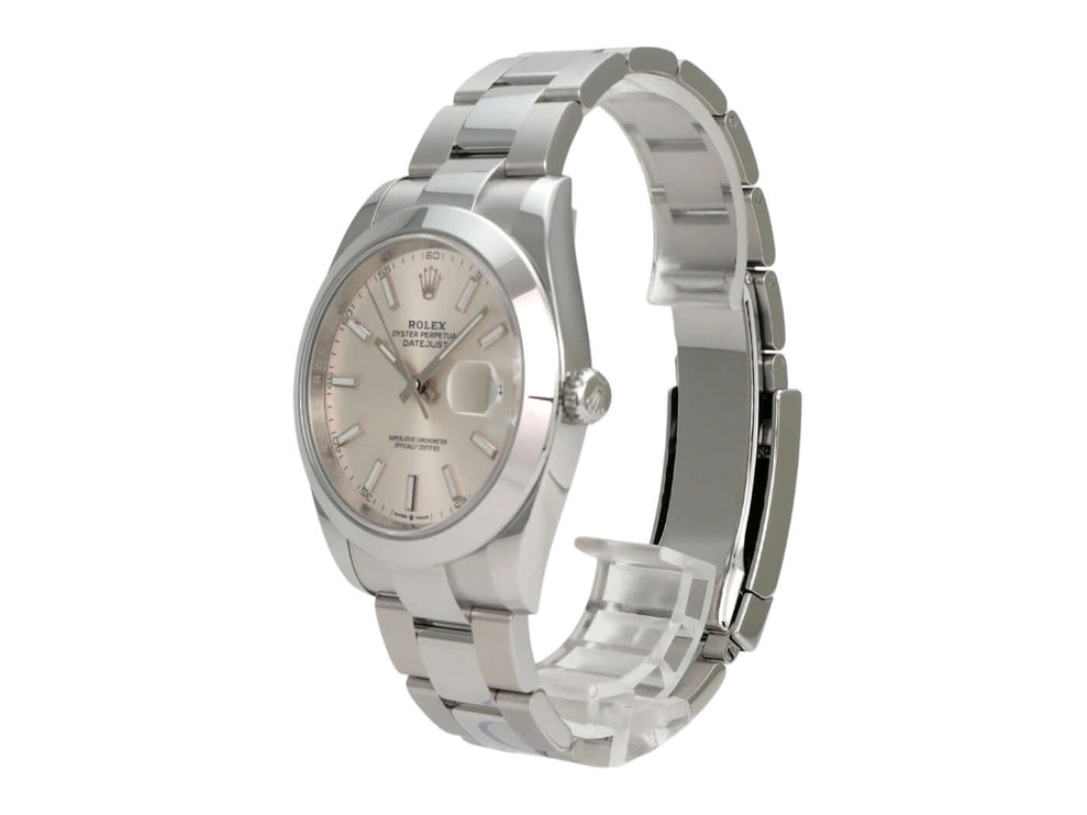 Rolex Datejust 41 Edelstahl 126300 Silber mit silberfarbenem Zifferblatt und Oysterband