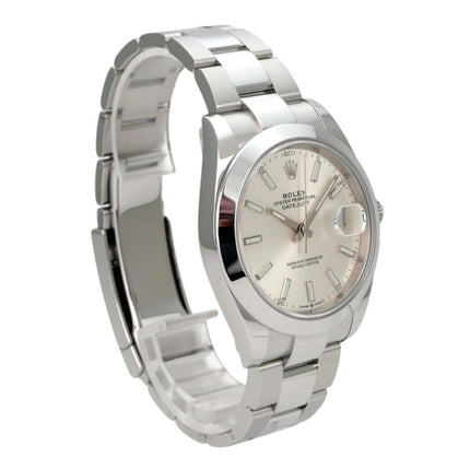 Rolex Datejust 41 Edelstahl 126300 Silber, silberfarbenes Zifferblatt, Oysterband, Automatikwerk, 2020