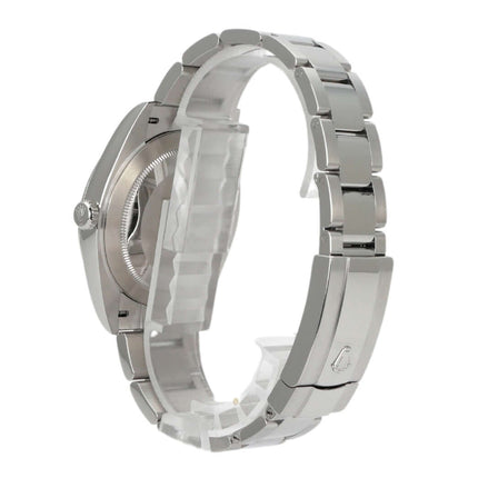 Rolex Datejust 41 Edelstahl 126300 seitliche Ansicht des Armbands mit Faltschließe und Oyster-Gehäuse.