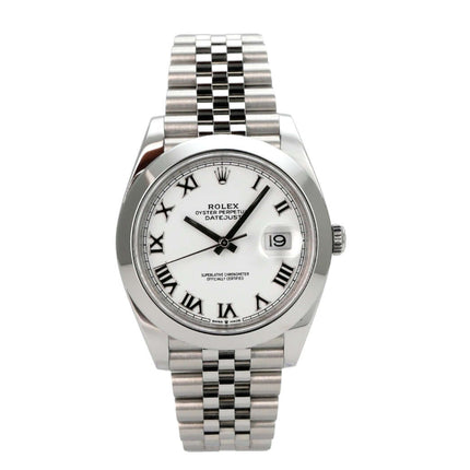 Rolex Datejust 41 Oystersteel 126300 Weiß Römisch Jubile-Band, Edelstahl, weißes Zifferblatt, 41 mm