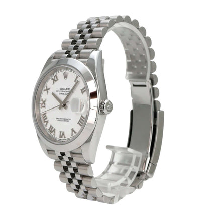 Rolex Datejust 41 Oystersteel 126300 Weiß Römisch Jubile-Band, 41mm Edelstahl Automatik mit weißem Zifferblatt