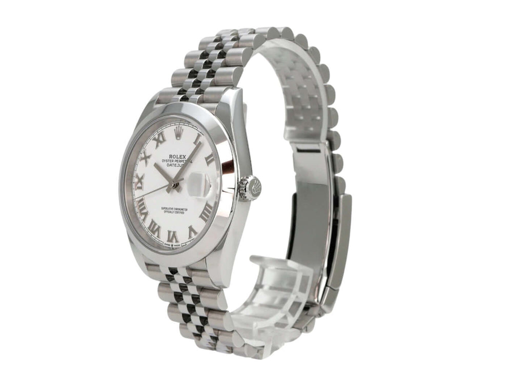 Rolex Datejust 41 Oystersteel 126300 Weiß Römisch Jubile-Band, 41mm Edelstahl Automatik mit weißem Zifferblatt
