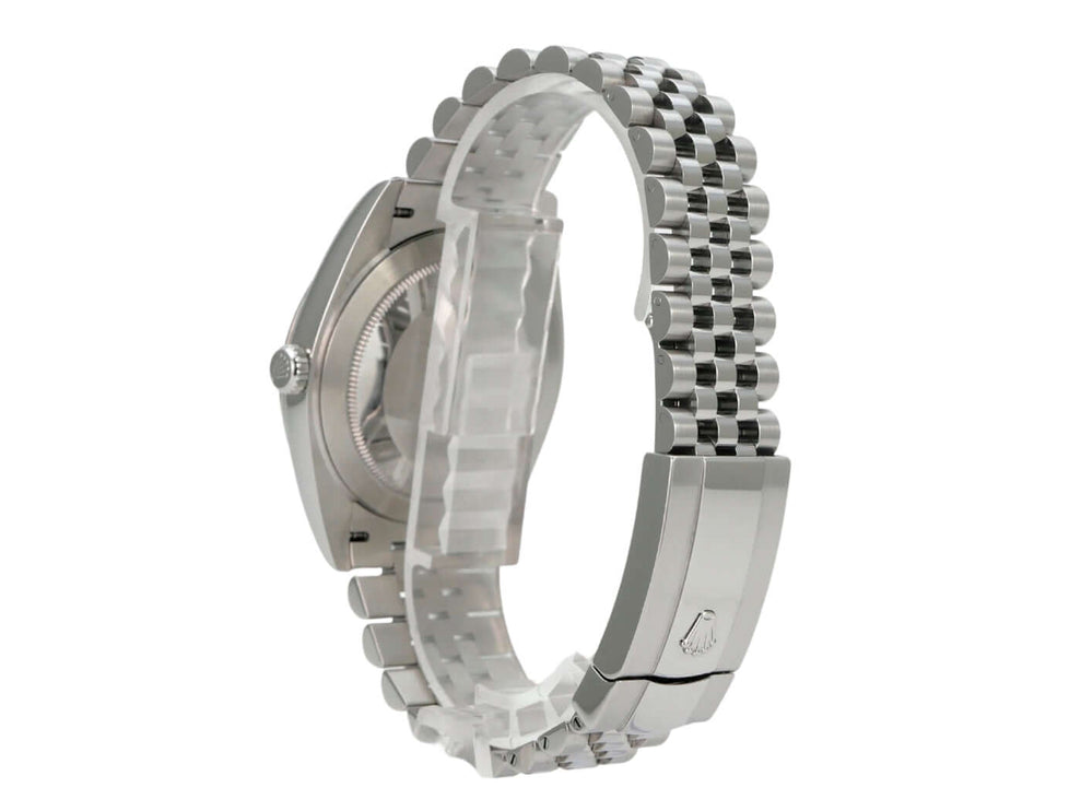 Rolex Datejust 41 Oystersteel 126300 Weiß Römisch Jubile-Band, Rückansicht mit Edelstahlband