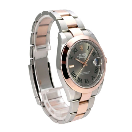 Rolex Datejust 41 Edelstahl Everose-Gold 126301 Slate Römisch mit schiefergrauem Zifferblatt und Oyster-Armband