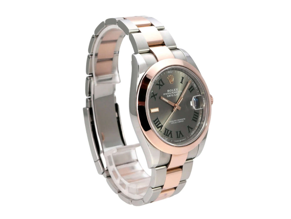 Rolex Datejust 41 Edelstahl Everose-Gold 126301 Slate Römisch mit schiefergrauem Zifferblatt und Oyster-Armband