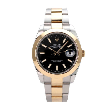 Rolex Datejust 41 Edelstahl Gelbgold 126303 Schwarz mit schwarzem Zifferblatt und Oyster-Armband