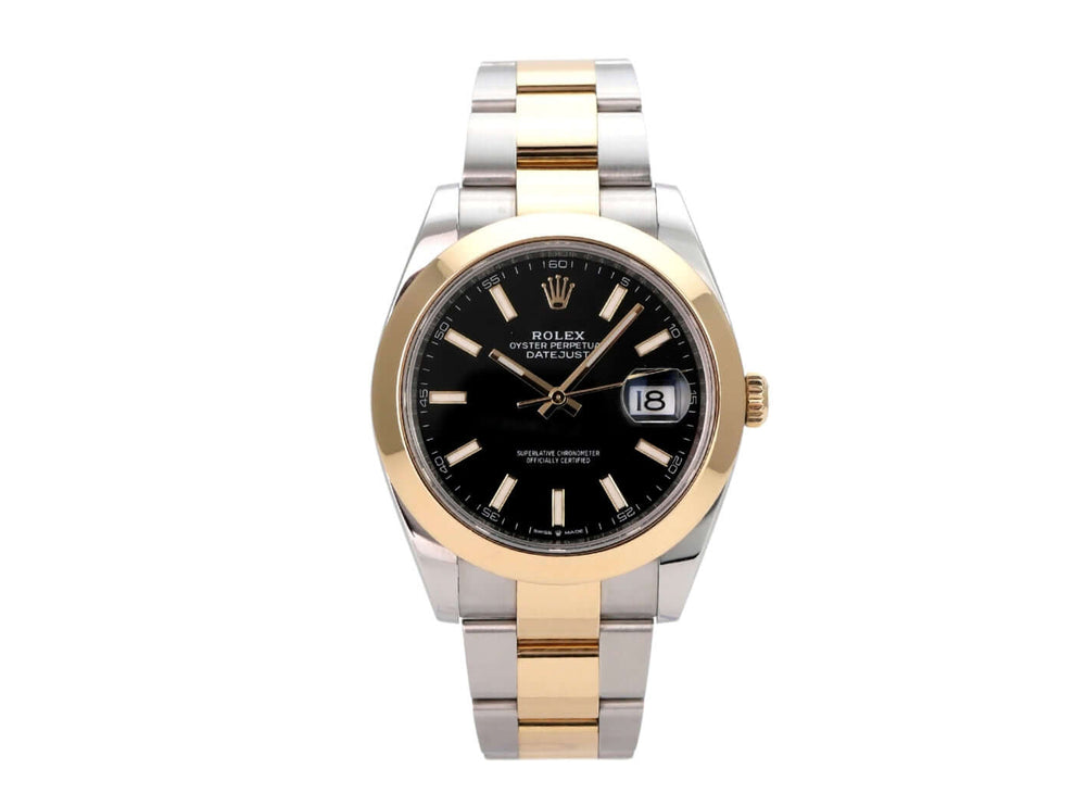 Rolex Datejust 41 Edelstahl Gelbgold 126303 Schwarz mit schwarzem Zifferblatt und Oyster-Armband