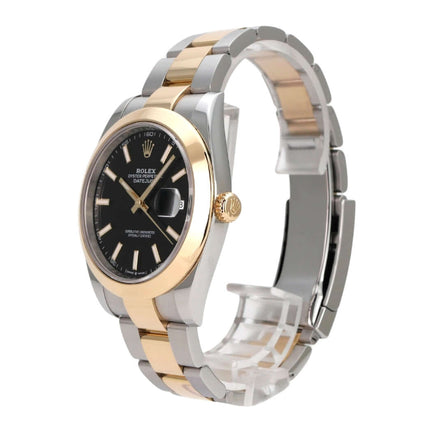 Rolex Datejust 41 Edelstahl Gelbgold 126303 Schwarz, schwarzes Zifferblatt, Oyster Armband, 41 mm