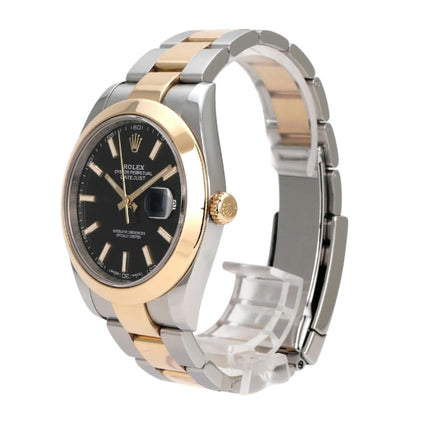 Rolex Datejust 41 Edelstahl Gelbgold 126303 Schwarz mit schwarzem Zifferblatt und Oyster-Armband
