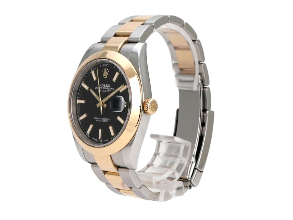Rolex Datejust 41 Edelstahl Gelbgold 126303 Schwarz mit schwarzem Zifferblatt und Oyster-Armband