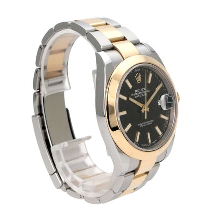Rolex Datejust 41 Edelstahl Gelbgold 126303 Schwarz mit schwarzem Zifferblatt und Oyster-Armband
