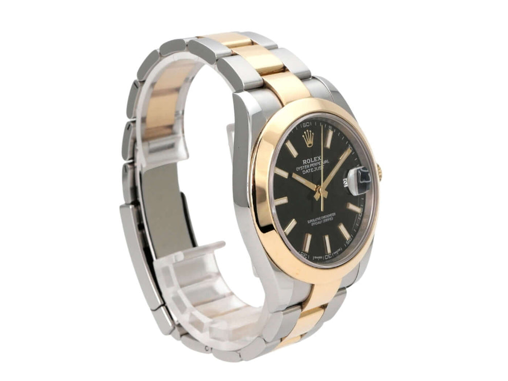 Rolex Datejust 41 Edelstahl Gelbgold 126303 Schwarz mit schwarzem Zifferblatt und Oyster-Armband