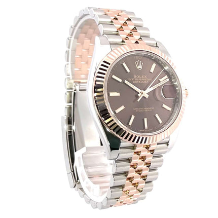 Rolex Datejust 41 Edelstahl Everose-Gold Ref. 126331 mit Choco Zifferblatt und Jubile-Band aus Edelstahl und 18 kt Everose-Gold