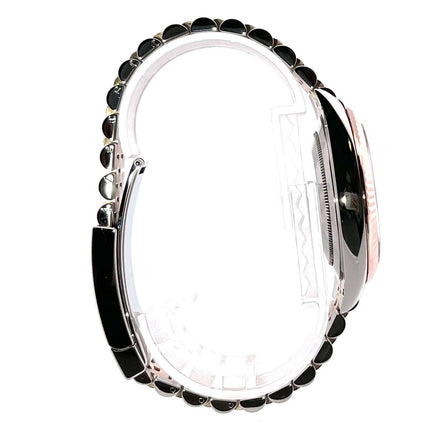 Seitenansicht der Rolex Datejust 41 Edelstahl Everose-Gold 126331 mit Jubile-Band, Edelstahl und 18 kt Everose-Gold, poliert und satiniert