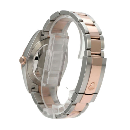 Rolex Datejust 41 Edelstahl Everose-Gold 126331 Slate Römisch seitliche Ansicht des Armbands und Gehäuses.