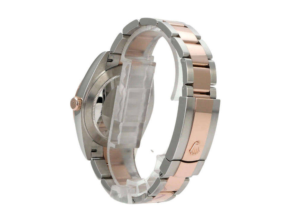 Rolex Datejust 41 Edelstahl Everose-Gold 126331 Slate Römisch seitliche Ansicht des Armbands und Gehäuses.