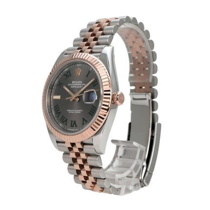 Rolex Datejust 41 Edelstahl Everose-Gold 126331 Slate Jubile-Band in elegant design with slate grey dial and Jubilee bracelet.