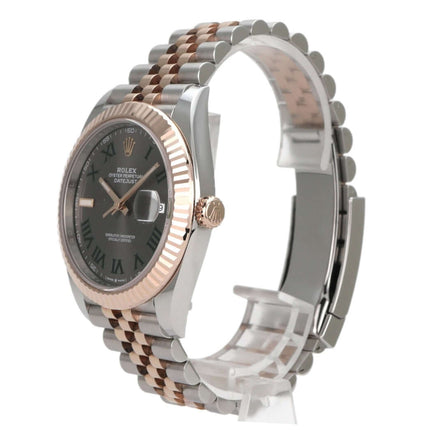 Rolex Datejust 41 Edelstahl Everose-Gold 126331 Slate Römisch Jubile-Band seitlich mit schiefergrauem Zifferblatt